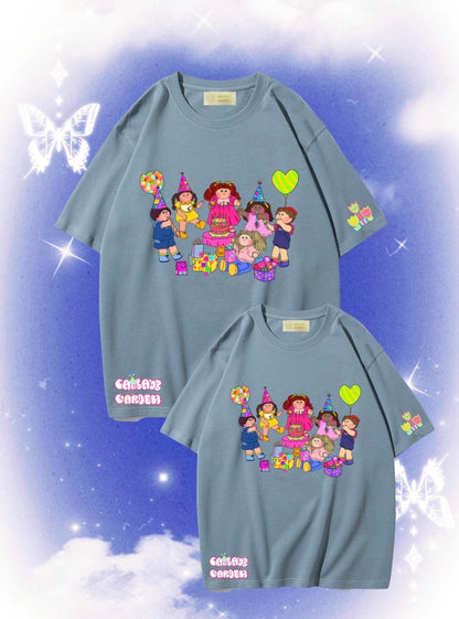 Cabbage Garden Family Cuties Party Baby Blue Tee